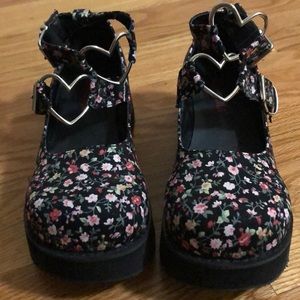 Demonia Creeper Shoes Floral Heart Dolls Kill